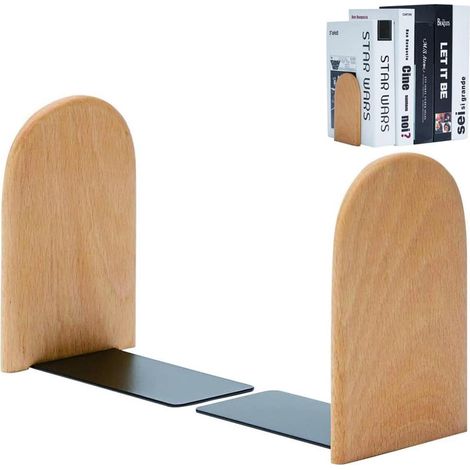 Bookends, 1 paire de carnets en bois, Sturdy Bookends, Book Press, Stopper, Book Press Support, pour la maison (1/5)