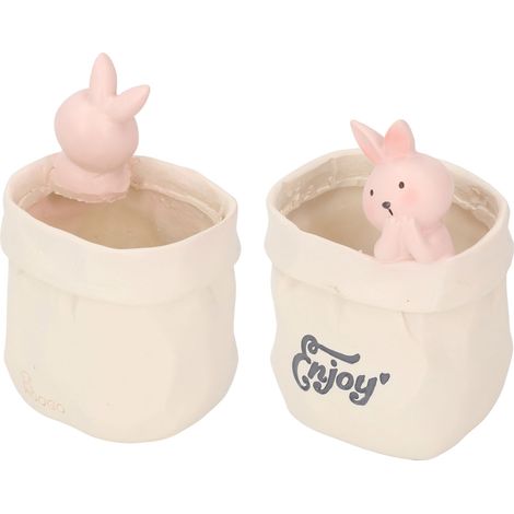 Porte-crayons en résine - Décoration de bureau - Animal mignon dans un sac d'épicerie - Petite jardinière succulente pour chambre à coucher, décoration de bureau, cadeau de pendaison de crémaillère -  (1/5)