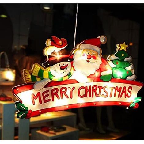 Guirlandes lumineuses Noël LED - Décoration fenêtre/mur/fête vacances - Joyeux Noël suspendu (1/4)