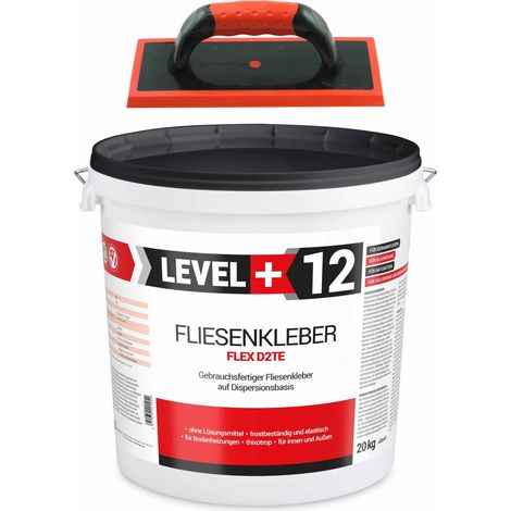 LEVEL+ Fliesenkleber Set 20Kg Dispersionskleber Fertig + Epoxid-Fugbrett SET202 (1/2)