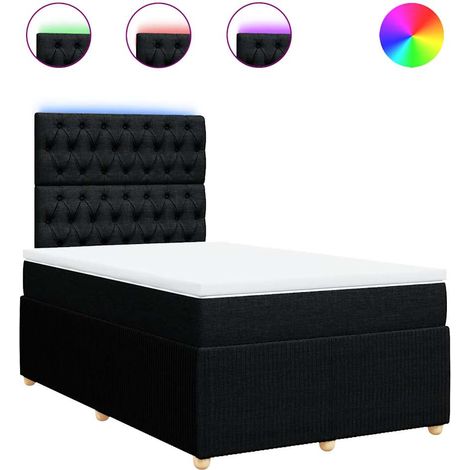 Maison Exclusive - Cama box spring con colchón tela negro 120x190 (1/5)