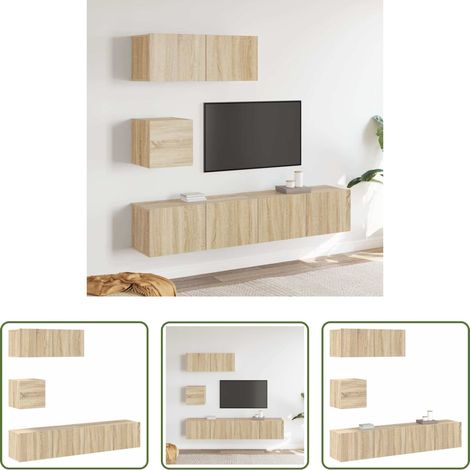 vidaXL Holzwerkstoff - 4-tlg. TV-Schrank-Set Sonoma-Eiche Holzwerkstoff (1/5)