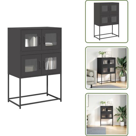 vidaXL Buffet haut noir 68x39x107 cm acier (1/5)
