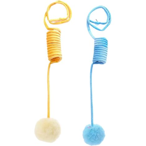 2-Piece Interactive Indoor Cat Toys: Plush Balls for Kittens, Exciting and Fun Spring-Loaded Cat Toys (1/5)
