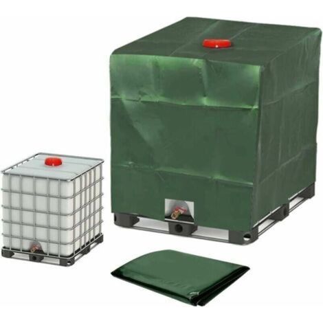 Bche pour Cuve 1000L IBC, Bche de Rservoir d'eau Couvercle de Protection pour Rservoir Housse De Rservoir Anti-poussire Vert -120 x 100 x 116 cm (1/4)
