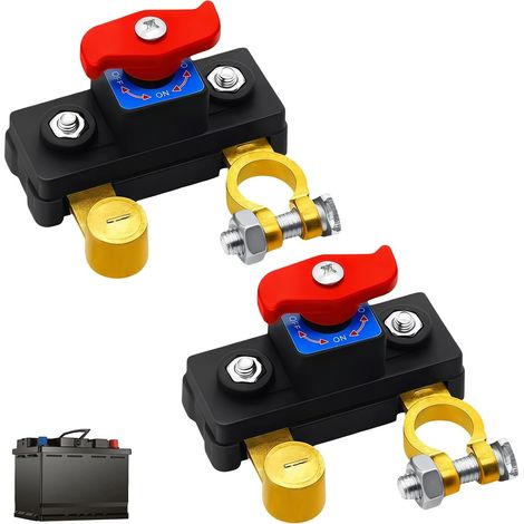 Car Battery Switches 12 V-24 V, High Conductivity Pure Copper Battle Cutter, On/Off Battery Disconnect Switch for Car, Truck, Camper, Electric Protection (1/5)