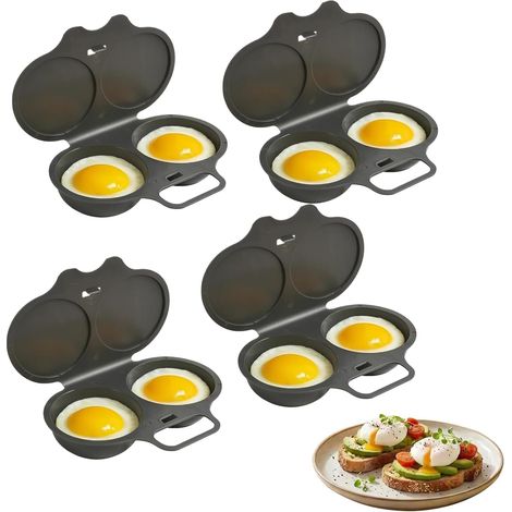 Sollbry 4pcs Microwave Egg Poacher Maker,Cuiseur Oeuf,Cuiseur Oeuf Micro Ondes,Cuit Oeuf Micro Onde,Pocheuses à œUfs Micro-Ondes,Cuiseur A œUfs,Moule à Vapeur