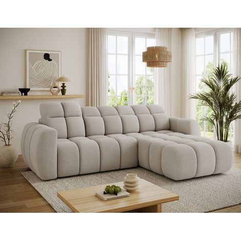 Ecksofa mit Schlaffunktion Sofa SALONIA Stoff Coral Beige Ottomane Rechts (1/5)