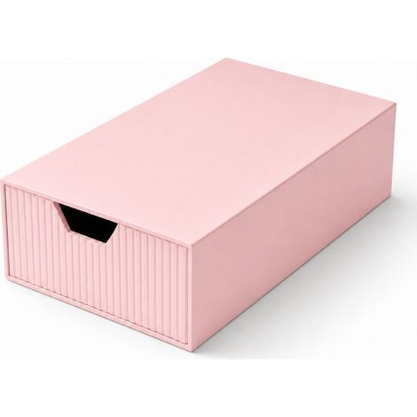 Rosa Aufbewahrungsbox mit ausziehbarer Schublade für Schmuck und Kabel
