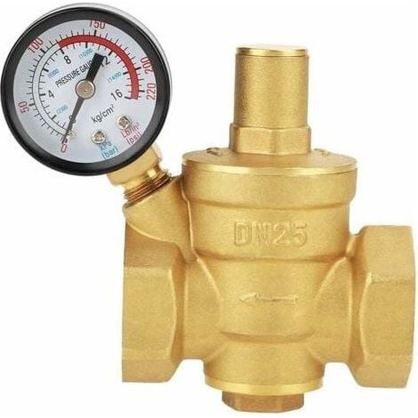 Régulateur De Pression, Laiton Régulateur De Pression, Dn25 Réglable En Laiton Régulateur De Pression D'eau Réducteur Avec Compteur De Jauge (1/4)
