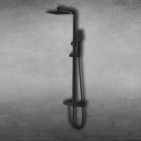 COLONNE DE DOUCHE PONT EN ACIER NOIR MAT, THERMOSTATIQUE
