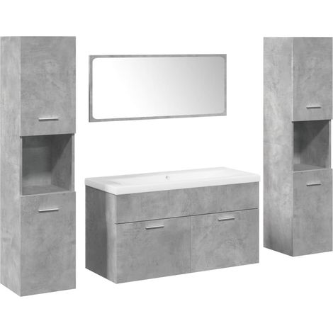 Maison Exclusive - Set Mobili da Bagno 5 pz Grigio Cemento in Legno Multistrato