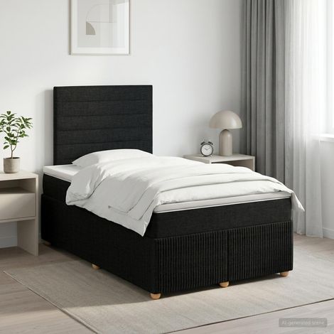 vidaXL Cama box spring con colchón Negro 120 x 190 cm Tela (1/5)