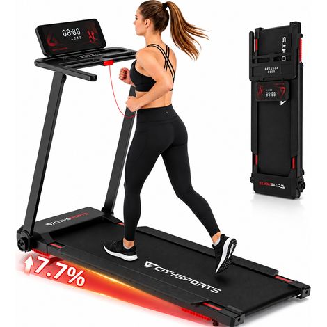 CITYSPORTS Klappbares Laufband mit Neigung HG2-12 - Faltbarer Heimtrainer, 1400W Motor bis 12 km/h, LCD-Display, Handlauf-Steuerung & App, Bluetooth