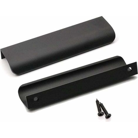 Lot de 10 Poignee de Meuble Cuisine Noir Poignée Cuisine Noir Poignée Profil Noir Poignée Meuble Noir Mat en Alliage d'Aluminium Entraxe 128mm Longueur 150mm（Noir）