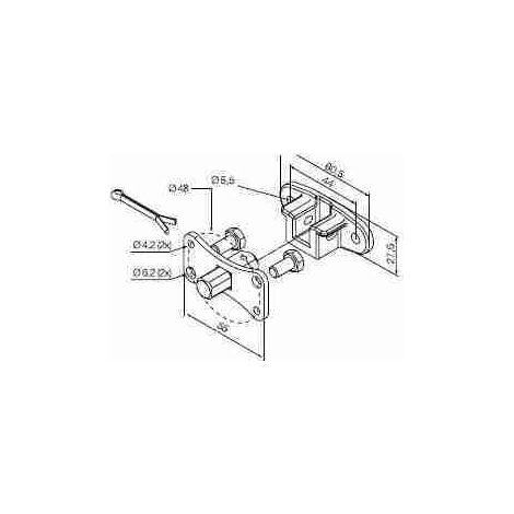 Nice 525.10064 - Staffa Perno quadro 10 mm + staffa, con fori a interasse 44 mm