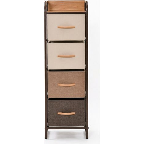 Cassettiera stretta 31x29x99 cm in MDF e acciaio beige salvaspazio FloraGrace (1/5)