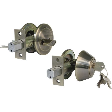 Verrou à Rosace avec Clé Extérieure et Verrou Intérieur Mod. 1550 Loquete de Sécurité Anti-Sciage Épaisseur Maxi de Porte 45 mm 3 Clés et Vis Acier Ø 65 mm Cuir (1/5)