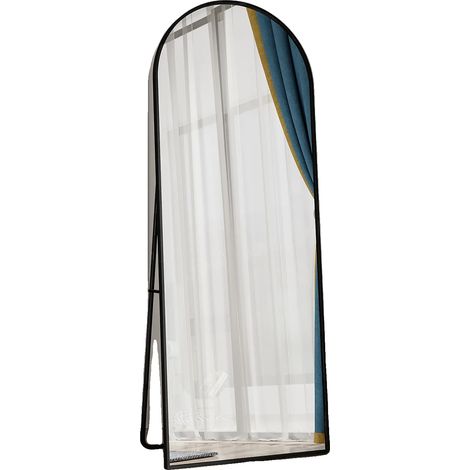 Ganzkörperspiegel, elegantes Design, einfache Montage, gewölbt, schwarz – 162 cm x 53 cm (1/2)