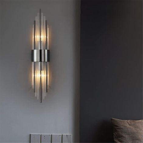 Applique murale moderne LED luxe - Lampe cristal vanity pour chambre, hôtel, couloir. Éclairage design salon et chevet. Noir (1/5)