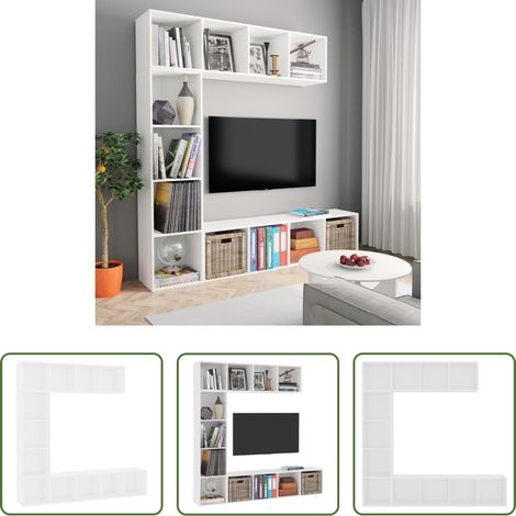 Étagère de livres - Ensemble de bibliothèque/meuble TV 3 pcs Blanc 180x30x180 cm (1/5)
