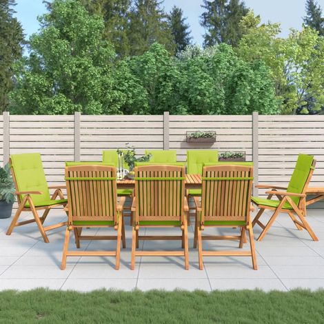 Gartenstühle mit Auflagen 8 Stk. Massivholz Teak (1/5)