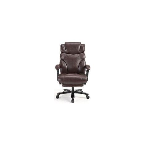 Fauteuil de bureau robuste, pivotant 360°, réglable en hauteur, accoudoirs synchronisés avec repose-pieds, capacité 210 kg, marron (1/5)
