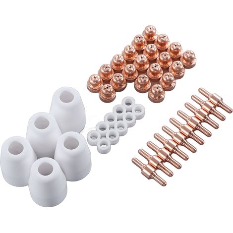 45 pièces de rechange plasma pour soudeuses LG40 PT31 CUT35 CUT40 CUT50, incluant buses et protections de torche de découpe (1/5)
