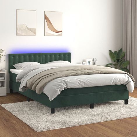 vidaXL Sommier à lattes de lit matelas et LED Vert foncé 140x200 cm (1/5)