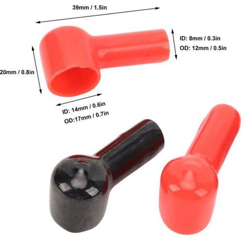 Couvercle Isolant Borne Batterie - Caoutchouc - Pour Voiture Bateau Camion - 12 Pièces 6 Rouges 6 Noirs (1/5)