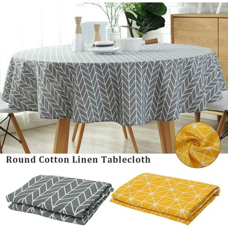 Nappe de Table Ronde Style Nordique, Motifs Géométriques, Tissu Antidérapant, Couvre-Table Simple pour Dîner, Fête, Vacances, Maison, Mariage, Pique-Nique (1/5)