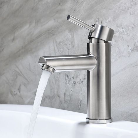 1 robinet lavabo, mitigeur monocommande, acier inoxydable 304, aérateur amovible, salle de bain et cuisine (1/3)