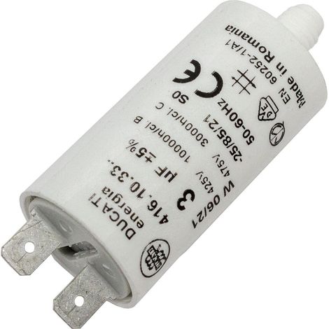 Condensateur de démarrage 416.10.33 B [incl. fiche 6,3x0,8mm] - Condensateur moteur 3µF 400V 25x49mm I Condensateur dans boîtier plastique iso (1/5)