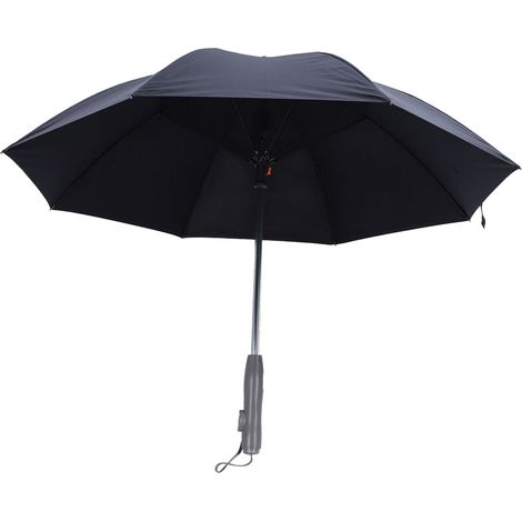 Ortviai Parasol solaire portable avec ventilateur et pulvérisation, 8 côtes, protection UV UPF 50+, rechargeable, noir