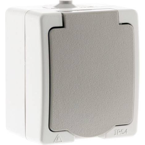 Zenitech – Prise de courant 2P+T saillie IP54 – Raccordement rapide sans outils – 16A 250V – Sécurité enfants intégrée – Utilisation intérieure et extérieure