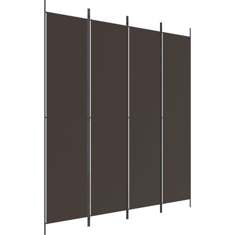 Biombo separador de ambientes 4 paneles 200 x 220 cm tela marrón y hierro DEC030876