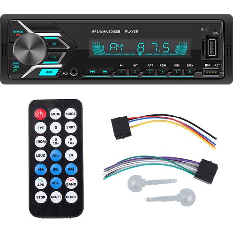 1 Autoradio MP3 12V, Double port USB, Bluetooth, Radio FM, Carte mémoire, Rétroéclairage 7 couleurs, Voiture (1/5)