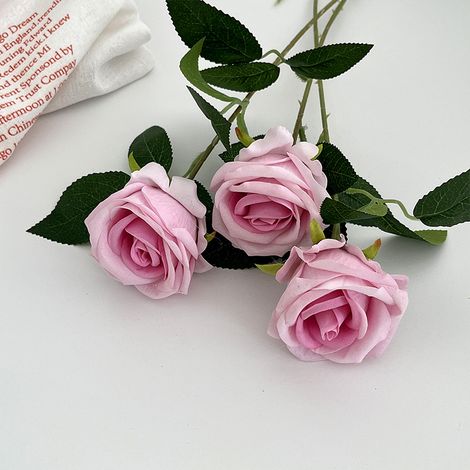 10 roses artificielles en soie, tige unique, roses soufflées pour bouquet de mariée, mariage, anniversaire, décoration intérieure et extérieure - Rose clair