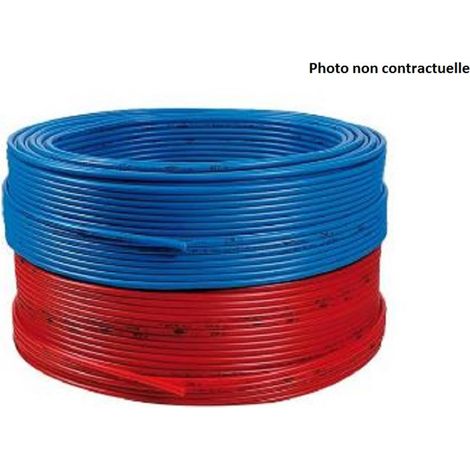 Tube PER pré-gainé bleu 13 x 16 – Couronne de 100 m – Pour chantiers humides – Rigidité accrue pour installations durables – Fixoconnect