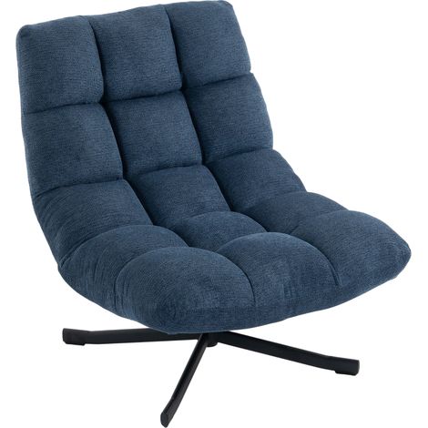 Fauteuil lounge moderne sans accoudoirs, piètement en acier, bleu foncé (1/5)
