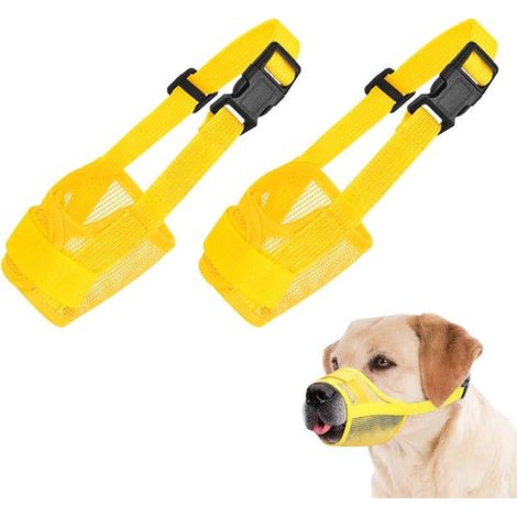 Lot de 2 masques buccaux en maille respirante - Anti-morsures et anti-fuite - Ajustables - Pour chiens de 6 à 13 kg - Recommandé vétérinaire (1/5)