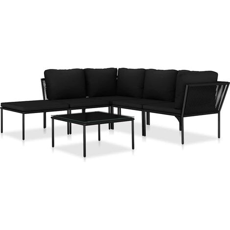 Maison Exclusive - Set Divani da Giardino 6 pz con Cuscini Neri in PVC (1/5)