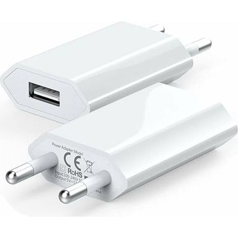 (2 Pack) USB Mural Chargeur Secteur 5V 1A Adaptateur Universel Prise Compatible avec i Phone XS Max XR X 8 7 6 6s 5S Plus, I Pad Mini, I Pod, Android, Xiaomi, Samsung, Huawei longziming (1/5)