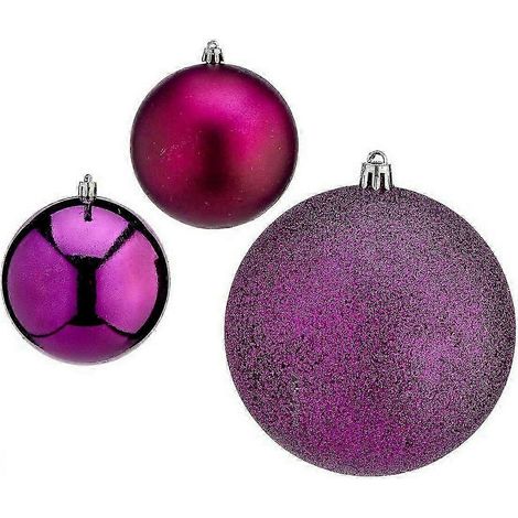 Boules de Noël Krist+ en plastique violet 10 cm, lot de 6