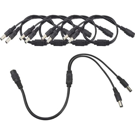 5Pcs Premium DC Power Splitter Cable, 1 Femelle à 2 Mâle CCTV Diviseur Câble, 5.5 X 2.1mm DC Alimentation Répartiteur Câble (1/5)