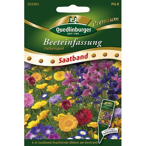 Quedlinburger Saatgut – Bordure de massif « Farbenspiel » – Ruban de semis 6 mètres, mélange, hauteur env. 30 cm