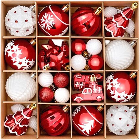 Ornement De Noël - Boule Décorative En Plastique Incassable - Pour Arbre De Noël Intérieur Et Extérieur - Lot De 42 Pièces (1/5)