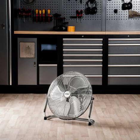 STIER Ventilator, 145 W, Bodenventilator in Metall-Optik, Durchmesser 50 cm, 3 Ventilationsstufen Geschwindigkeitsstufen, für Innen- und Außen geeignet, Kraftvoll, stabiler Standfuß