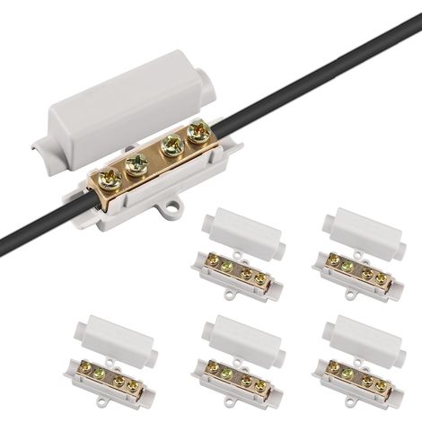 5 Pièces Connecteur de Fil, Laiton Borne de Câblage Rapide, Double Vis Bornier D'épissure, Gris Bornier à Vis, pour Fils de 2,5 à 16 mm² (1/5)