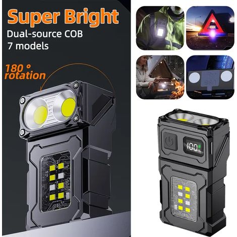 LED-Taschenlampe, hohe Intensität, ultrahell, wiederaufladbar, tragbar, langlebige Klemmleuchte, multifunktionale COB-Arbeitsleuchte für den Außeneinsatz.